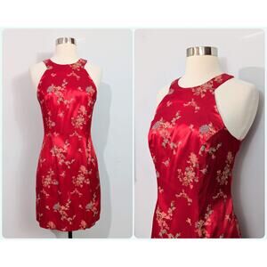 All That Jazz Red Cheongsam Style Slip Dress